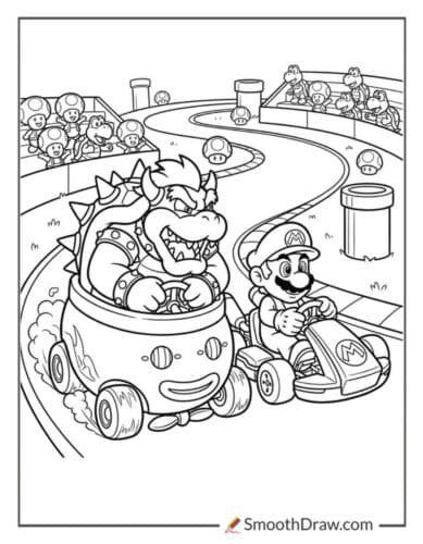 Bowser Racing Mario In Karts