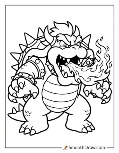 Bowser Roaring With Fire Breath