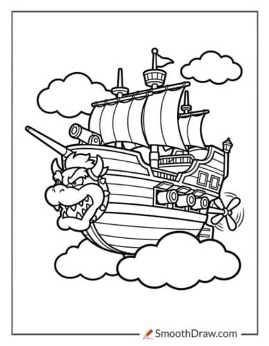 Bowser Ship Coloring Page