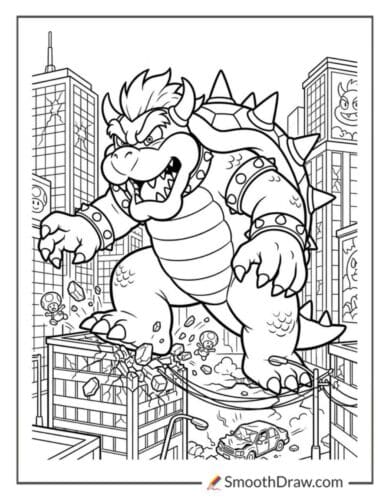 Bowser Stomping Through A City