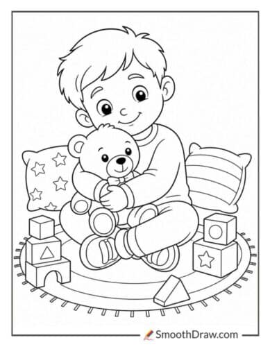 Boy Hugging Teddy Bear