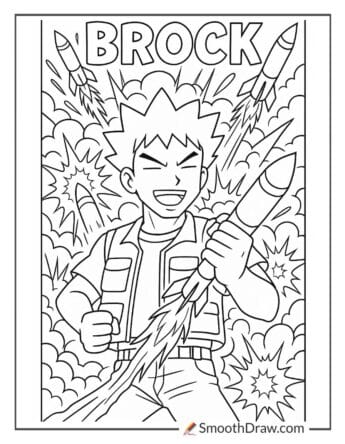 brock launching rockets coloring page