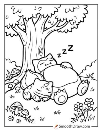 Bulbasaur And Snorlax Napping