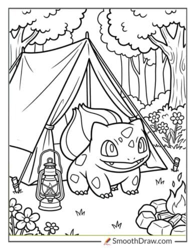 Bulbasaur Camping By A Tent