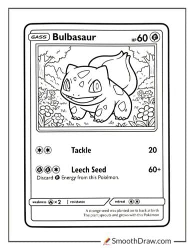Bulbasaur Card Coloring Page