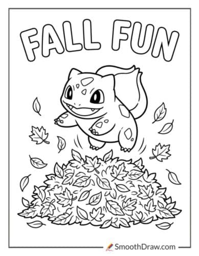Bulbasaur Playing In Autumn Leaves