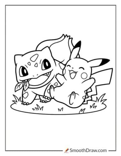 Bulbasaur Playing With Pikachu