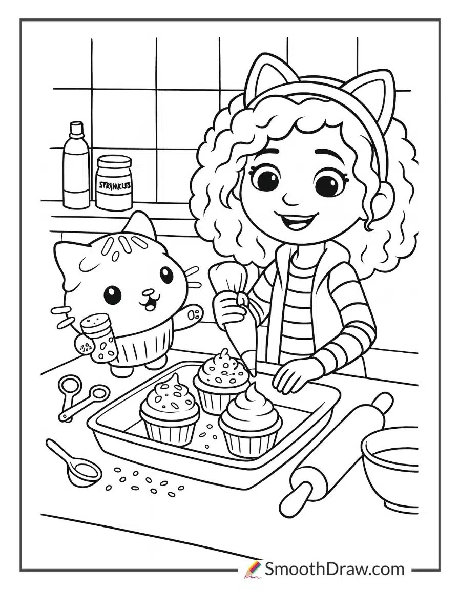 Cakey Gabby Dollhouse Coloring Page