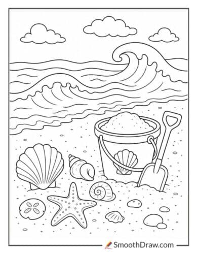 Calm Ocean Waves And Shells