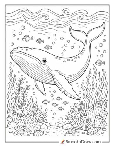 Calm Whale Under Waves