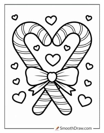 Candy Cane Heart Coloring Page