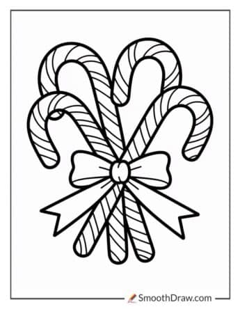 Candy Canes Tied With Festive Ribbons