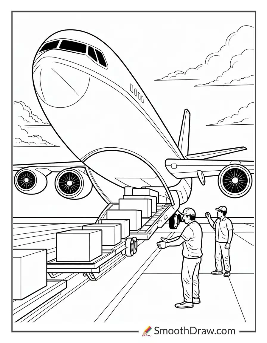 Cargo Plane Coloring Page