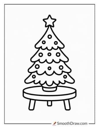 Cartoon Christmas Tree Coloring Page