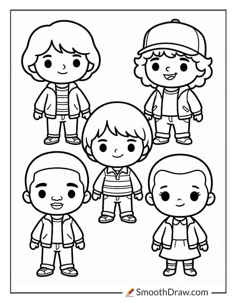 Cartoon Stranger Things Coloring Pages