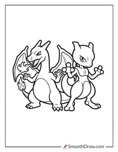 Charizard Mewtwo Coloring Page