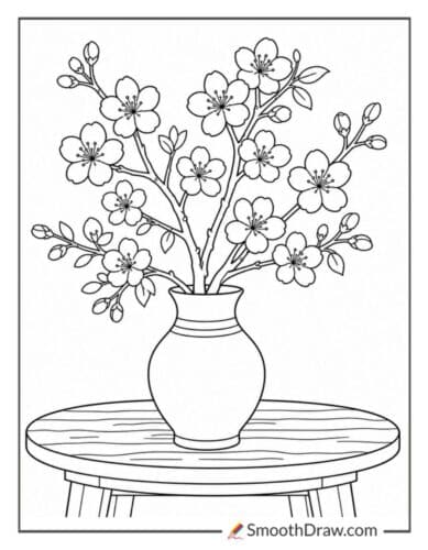 Cherry Blossom Branch In A Vase