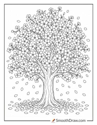 Cherry Blossom Tree Coloring Page