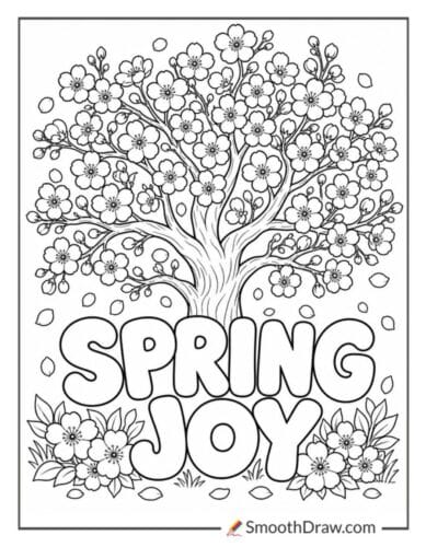 Cherry Blossom Tree With Word Overlay