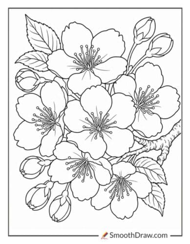 Cherry Blossoms Coloring Page