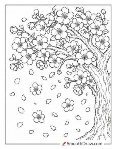 Cherry Blossoms Falling From A Tree
