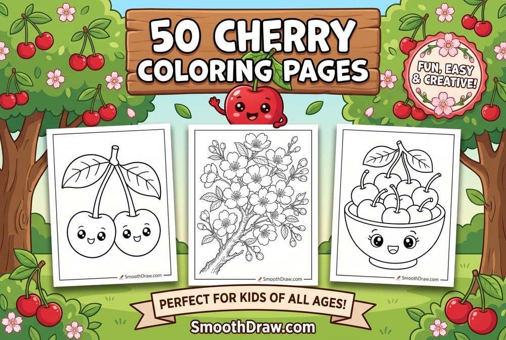 Cherry coloring pages