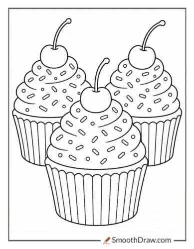 Cherry Cupcakes With Decorations