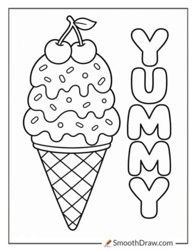 Cherry Ice Cream Cone With Word Overlay