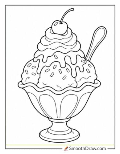 Cherry Ice Cream Sundae With Whipped Cream