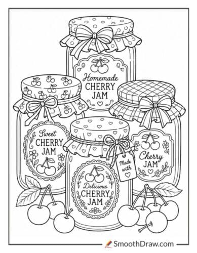 Cherry Jam Jars With Labels