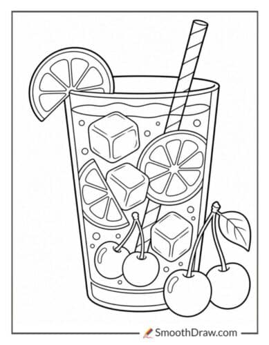 Cherry Lemonade With Ice Cubes