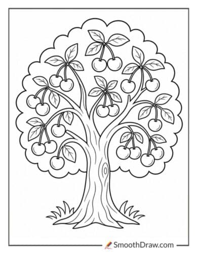 Cherry Tree Coloring Page