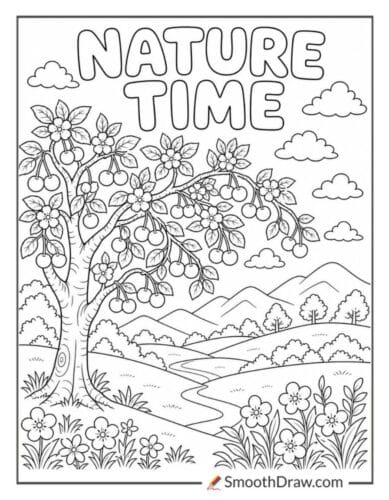 Cherry Tree Landscape With Word Overlay