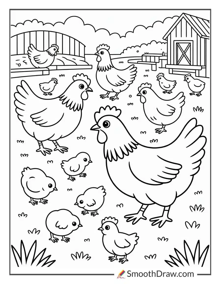 chicken farm coloring pages