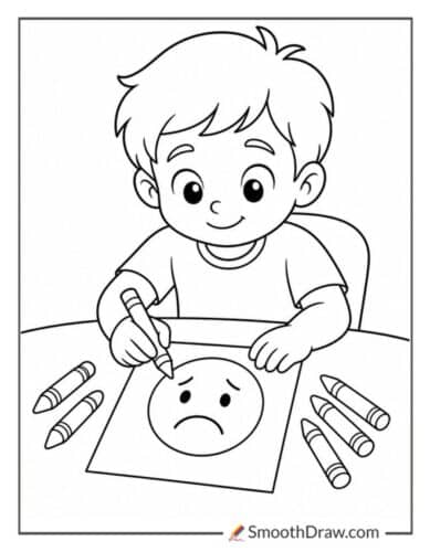Child Drawing A Sad Face