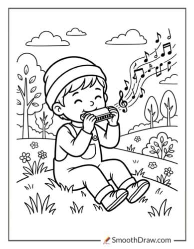 Child Playing Harmonica