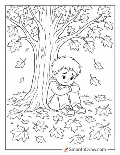 Child Sitting Under A Tree