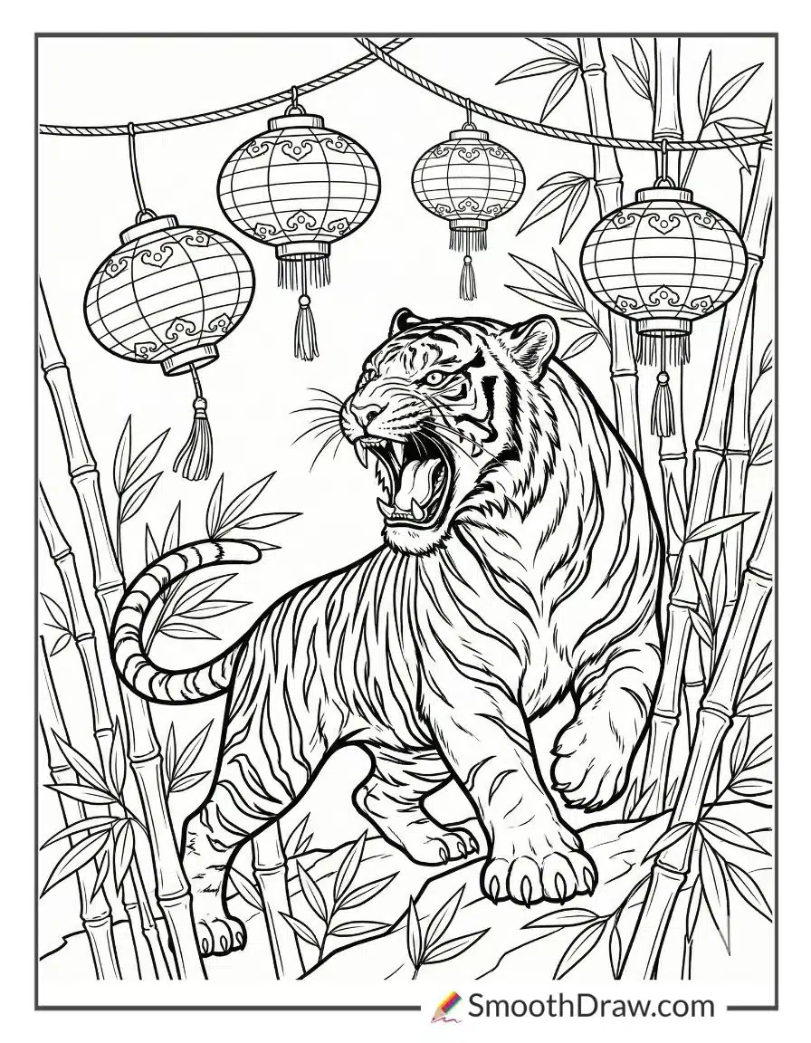 Chinese New Year Coloring Page Tiger