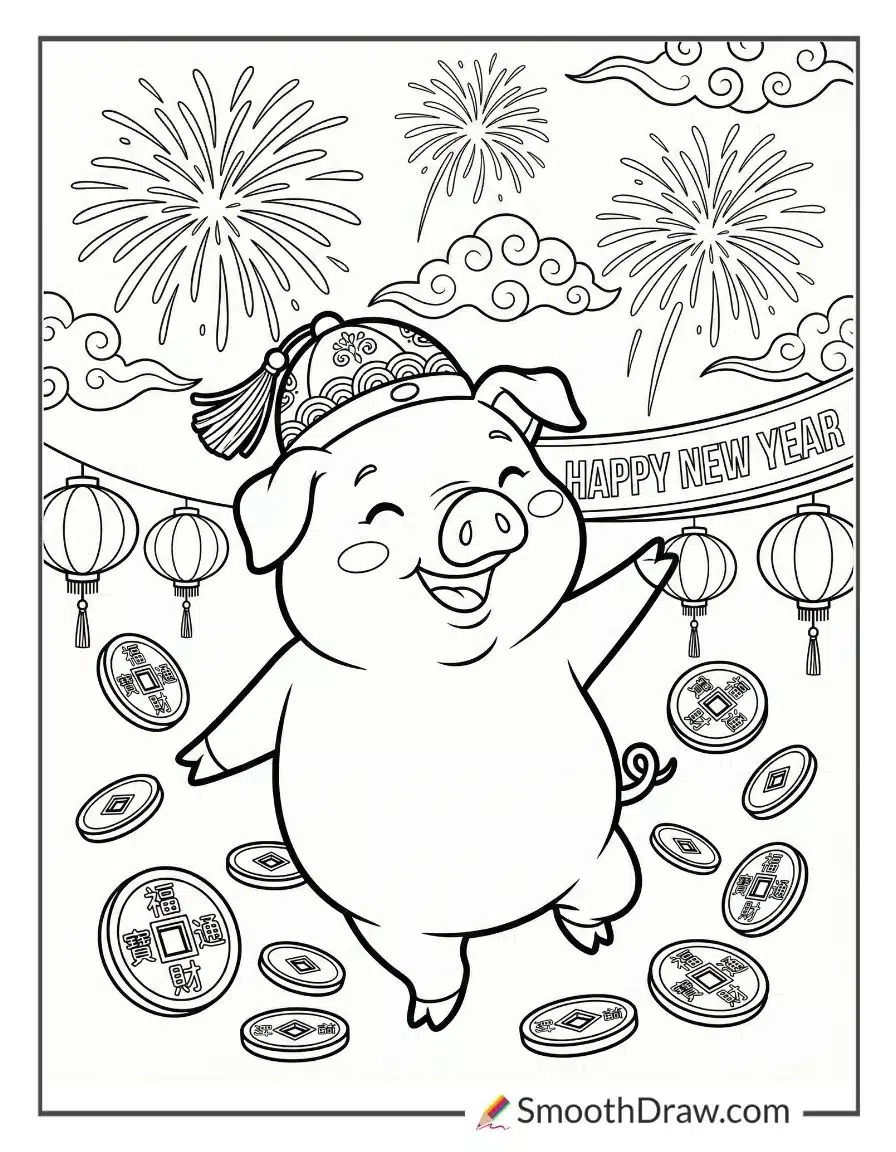 Chinese New Year Pig Coloring Pages