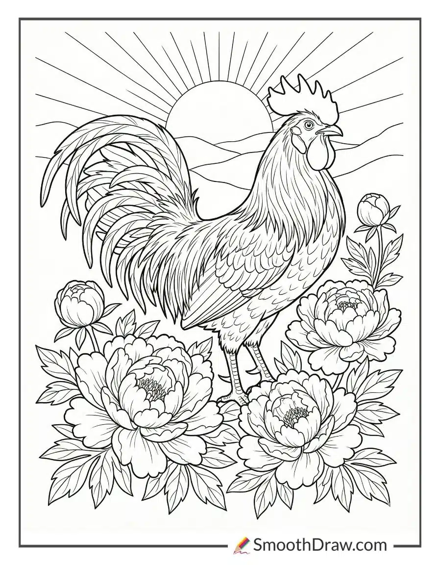Chinese New Year Rooster Coloring Page