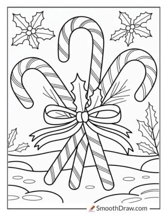 Christmas Candy Cane Coloring Pages 1