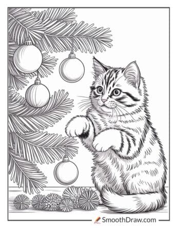 christmas cat coloring page