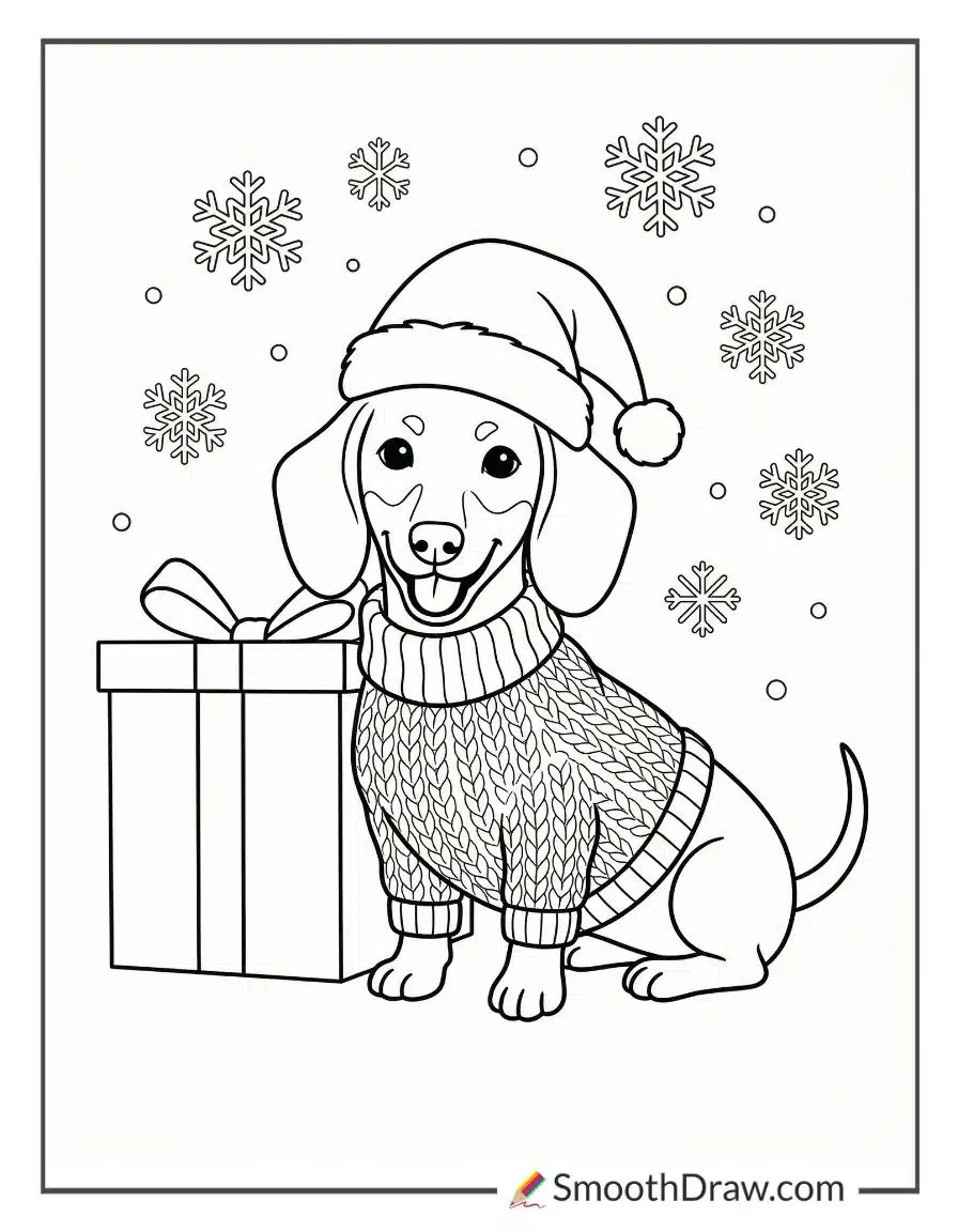 Christmas Dachshund Coloring Pages