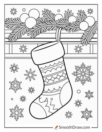 Christmas Stocking Coloring Page 1