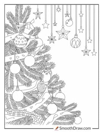 Christmas Tree With Ornaments Coloring Page