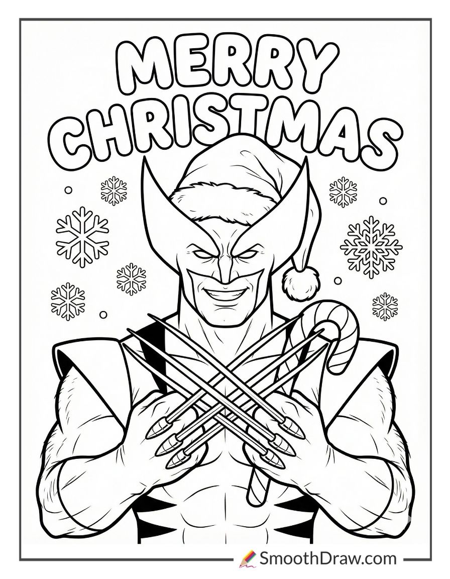 christmas wolverine coloring page