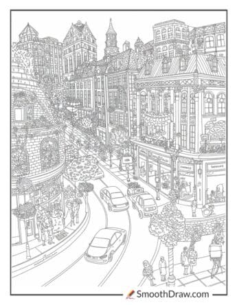 city coloring pages for adults