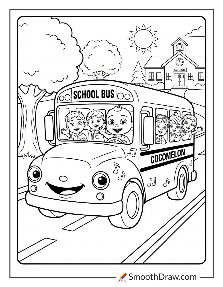 Cocomelon Bus Coloring Pages