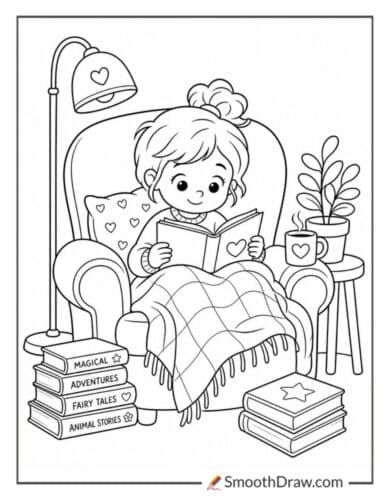 Content Child Reading Quietly