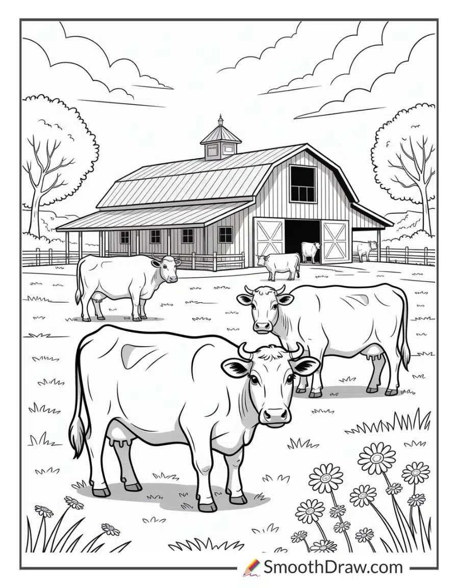 cow farm coloring page